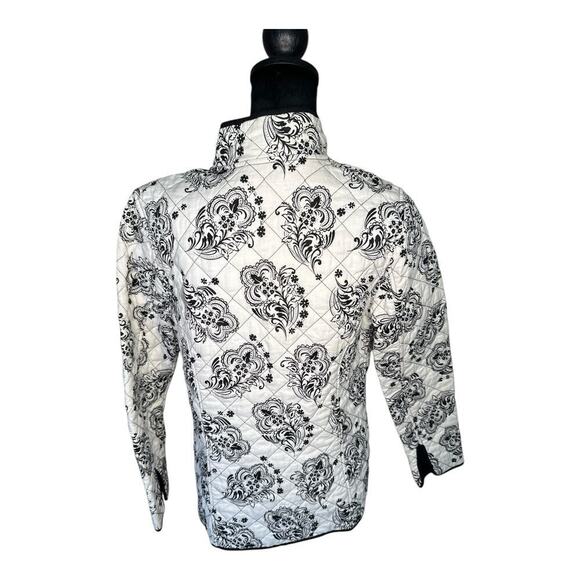 Croft & Barrow Reversible Quilted Jacket Black and White Floral or Solid size s - Picture 6 of 7